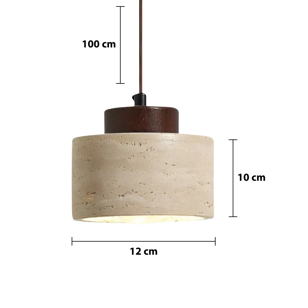Natural pendant light made of travertine