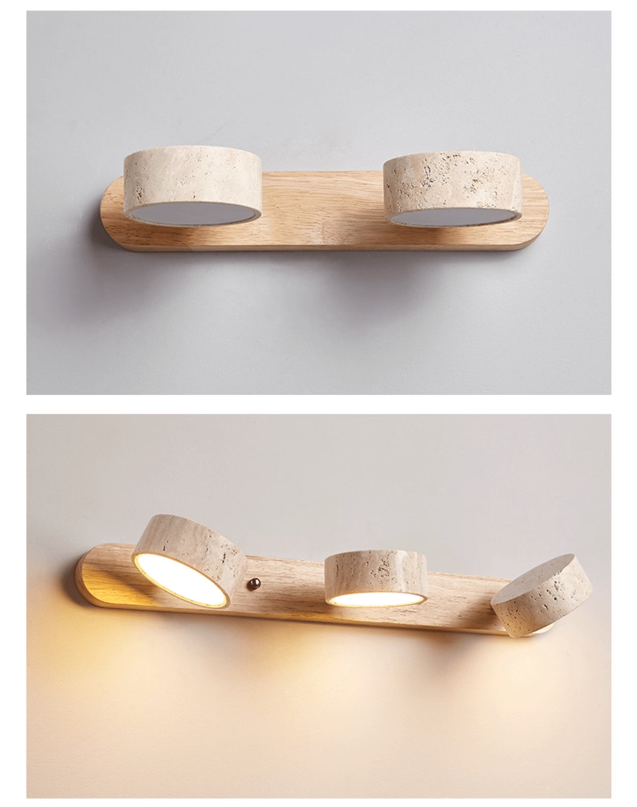 Wood and travertine wall light
