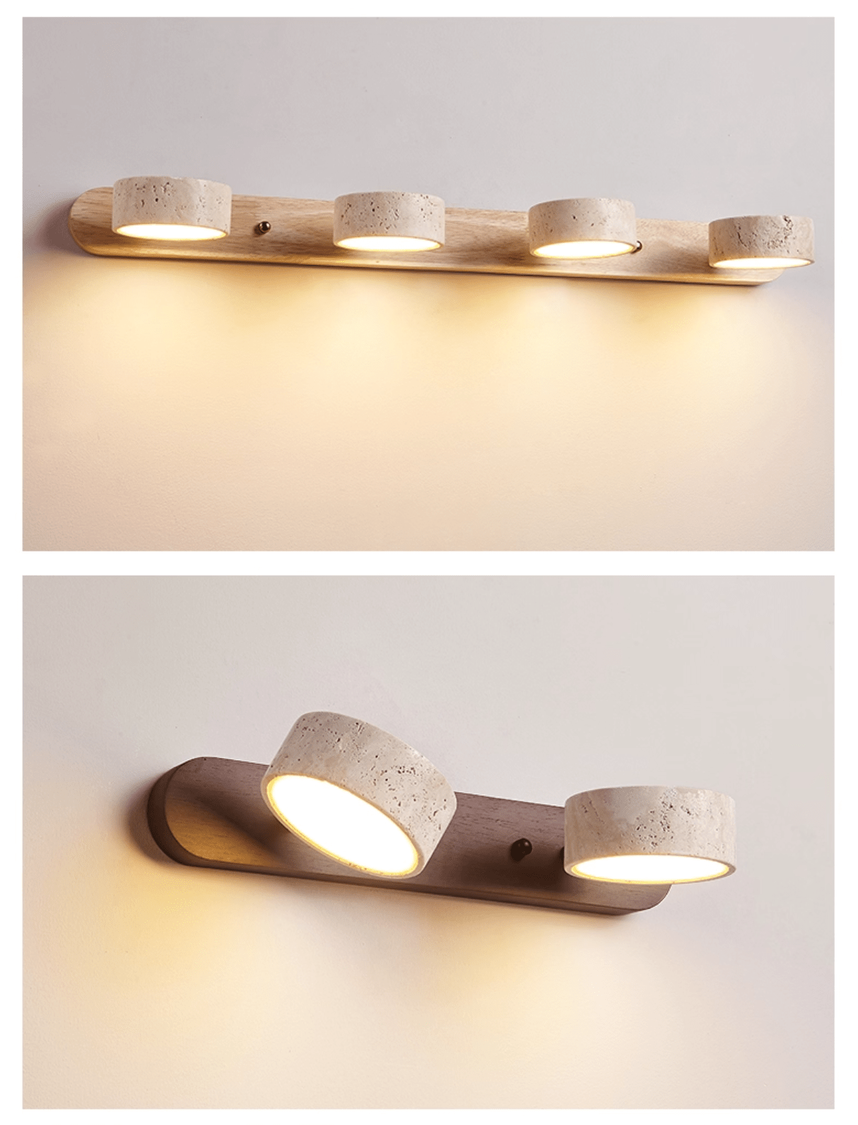 Wood and travertine wall light