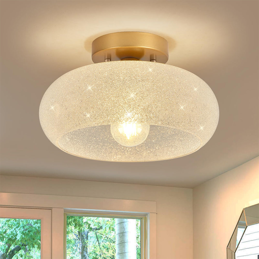 Round Glass Semi-Flush Ceiling Light