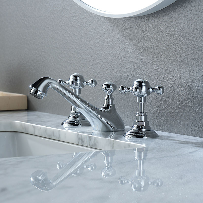 Vintage Cross-Handle Brass Basin Tap