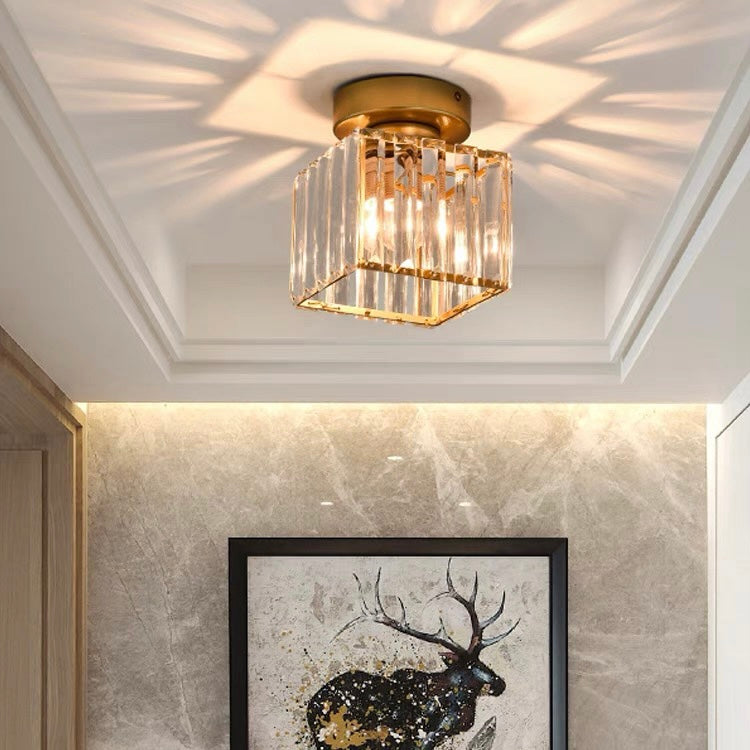Glass Ceiling Light with Striped Shade