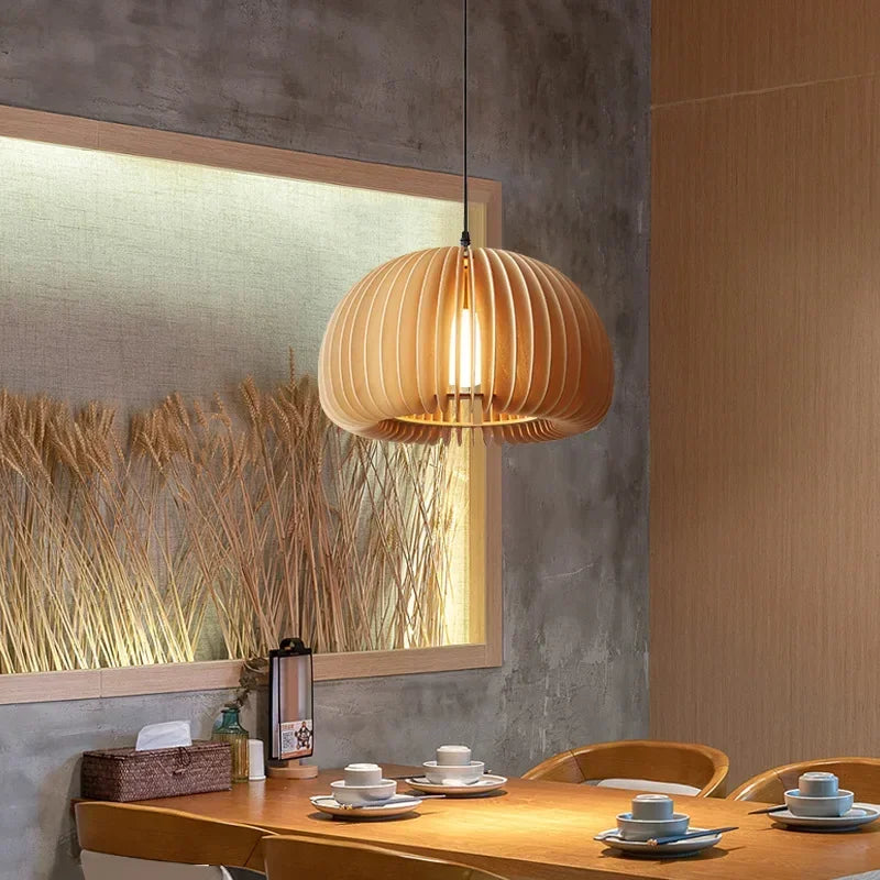 Wooden LED pendant light