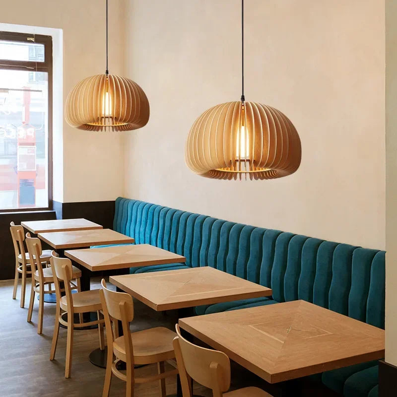 Wooden LED pendant light
