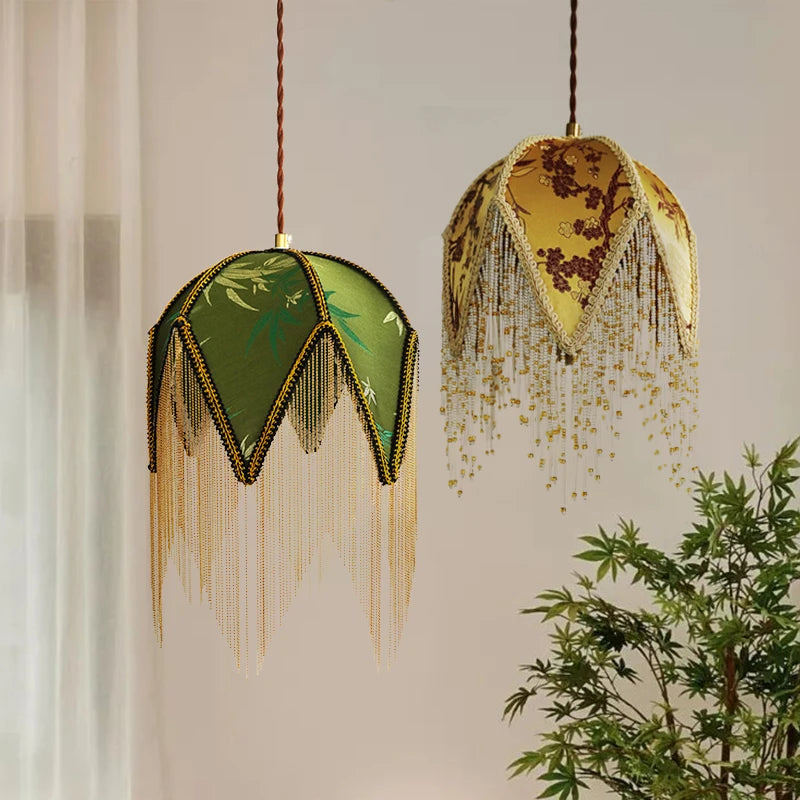Vintage fabric pendant light