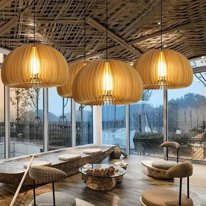 Wooden LED pendant light