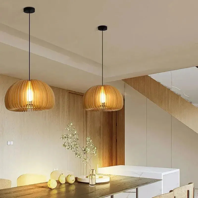 Wooden LED pendant light
