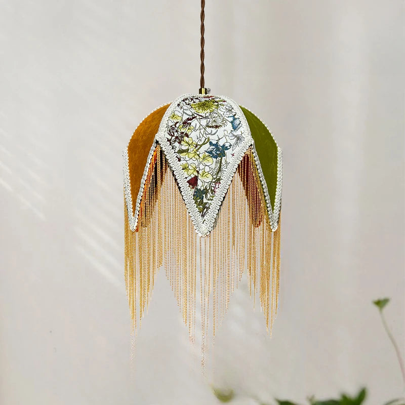 Vintage fabric pendant light