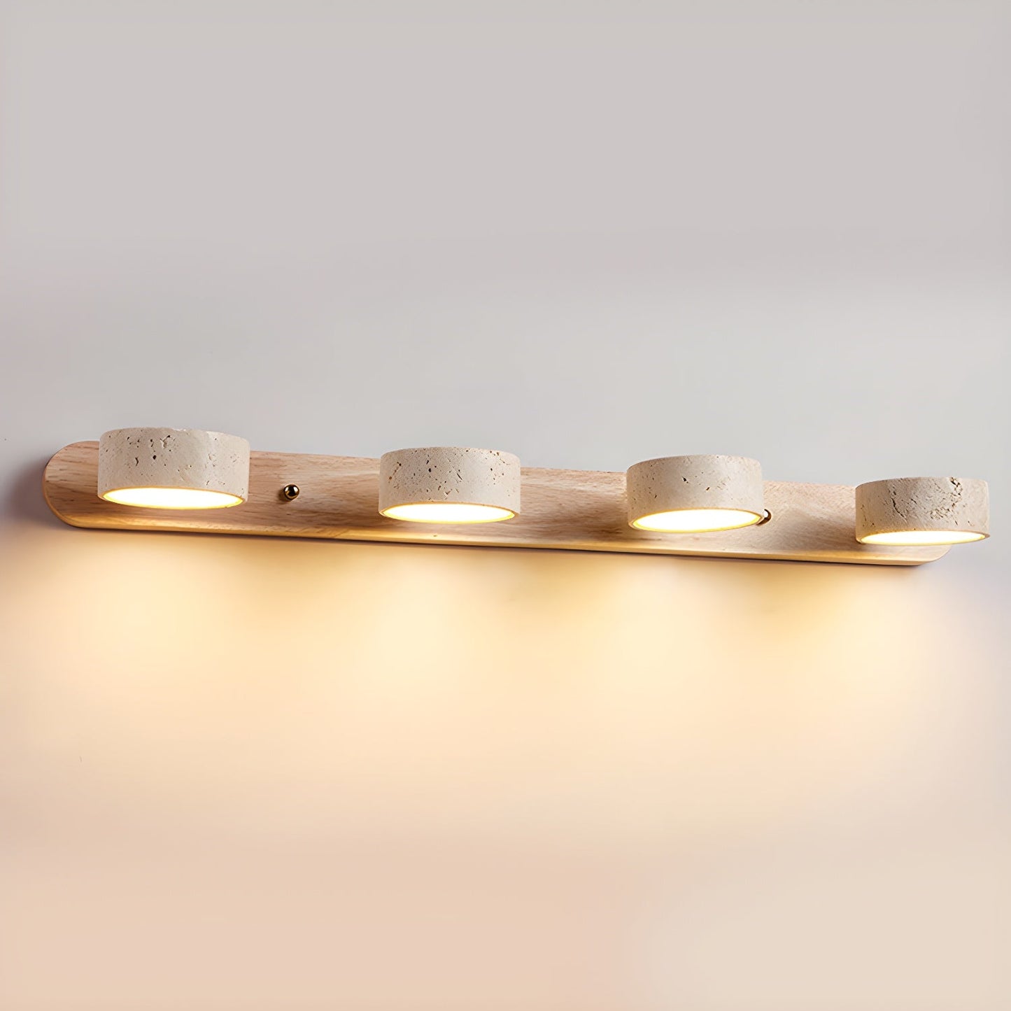 Wood and travertine wall light