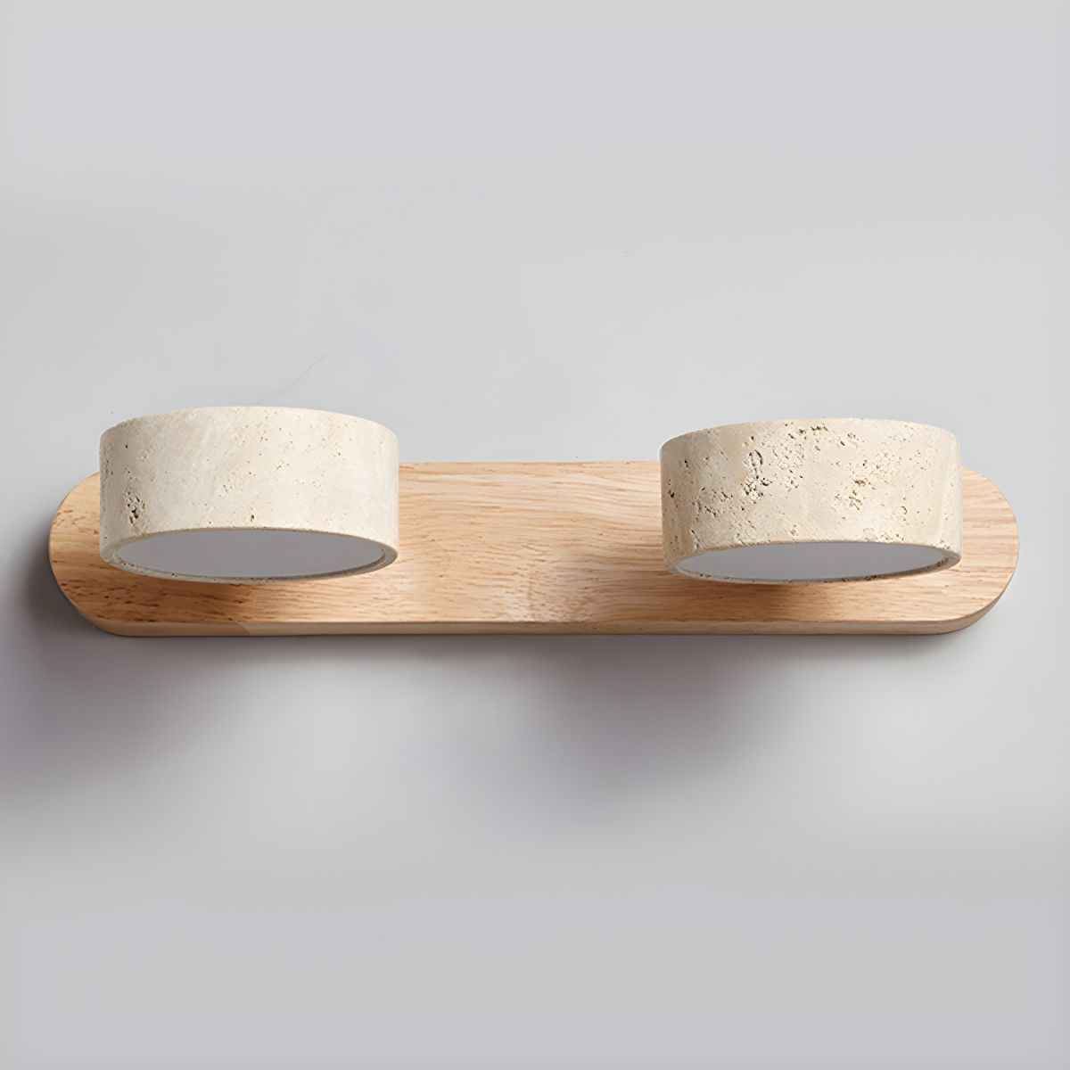 Wood and travertine wall light