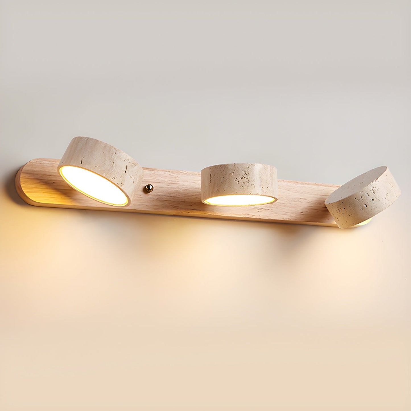 Wood and travertine wall light