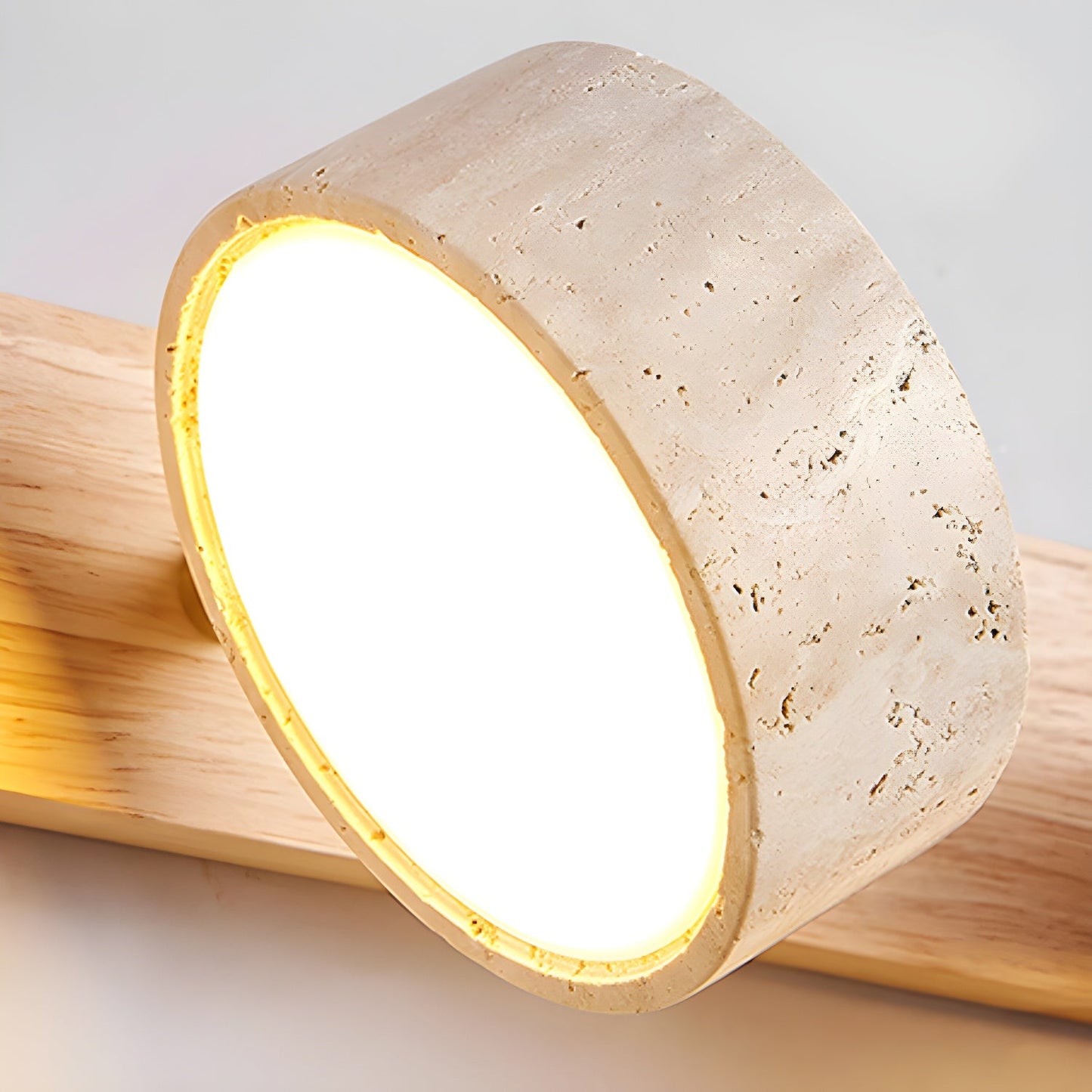 Wood and travertine wall light