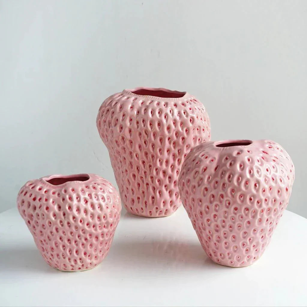 Strawberry Decorative Vase Made of Ceramic