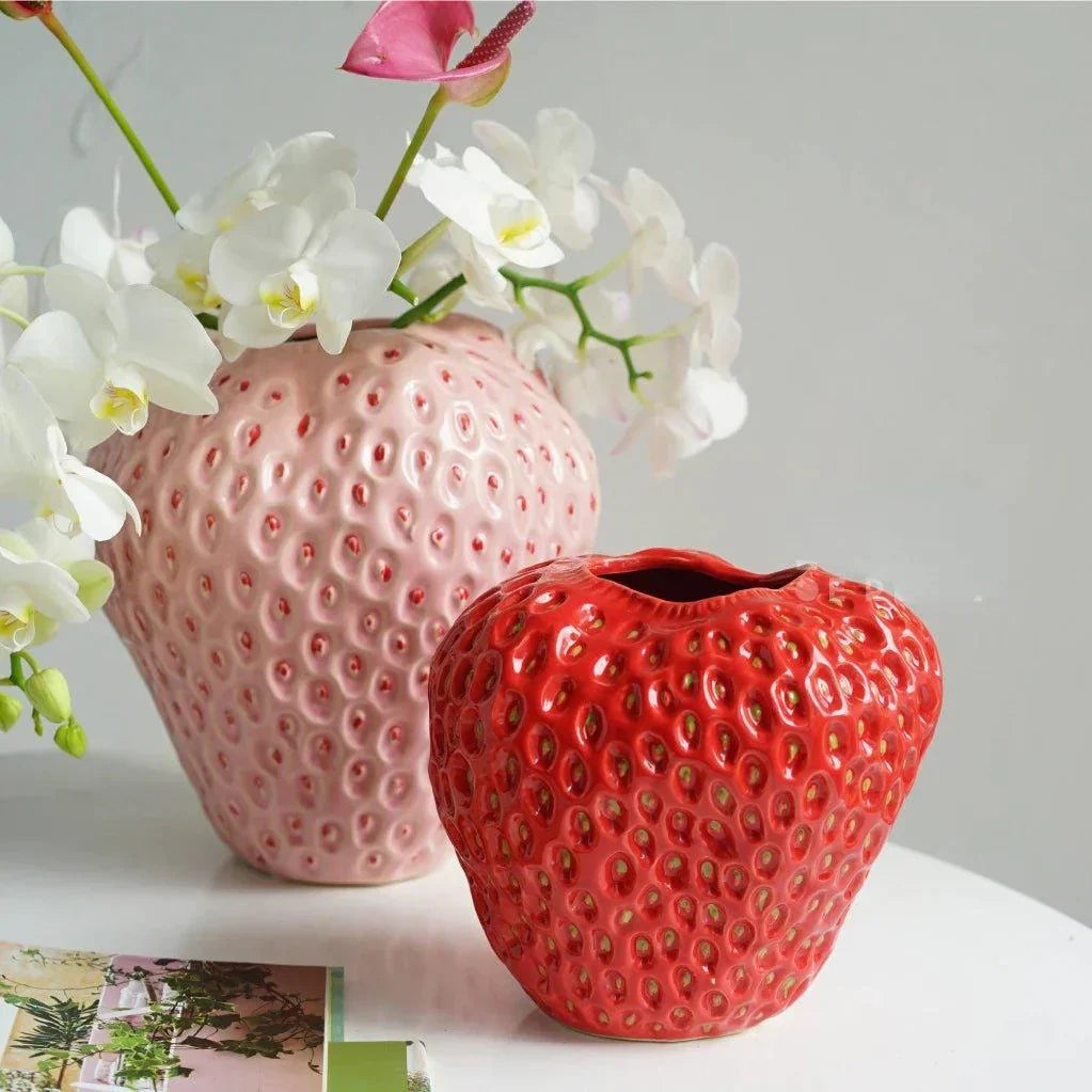 Strawberry Decorative Vase Made of Ceramic