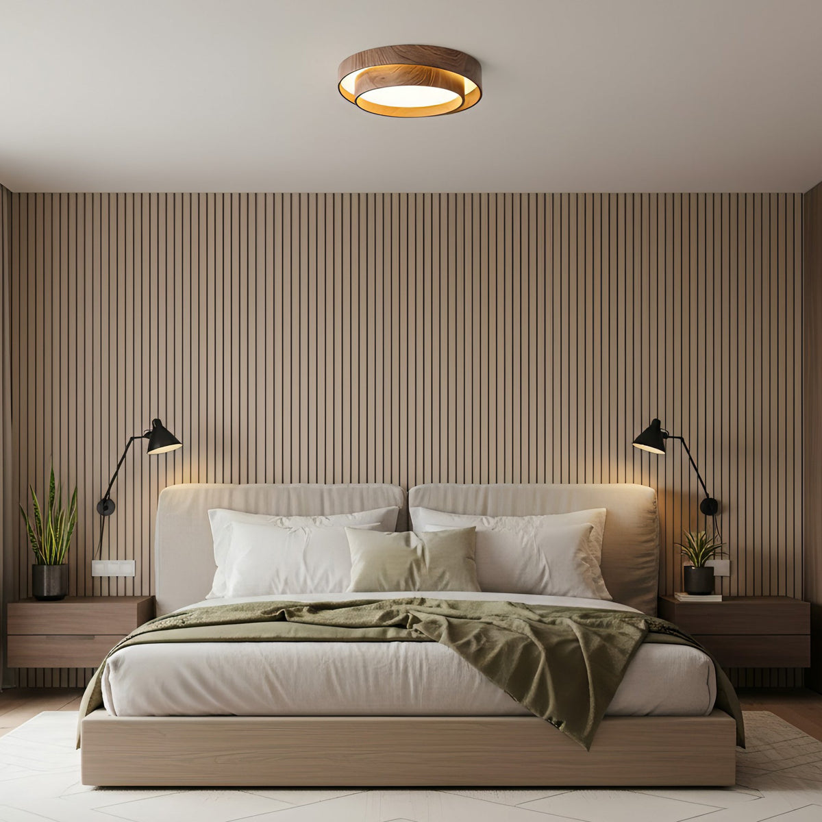 Walnut Spiral Ring Ceiling Light