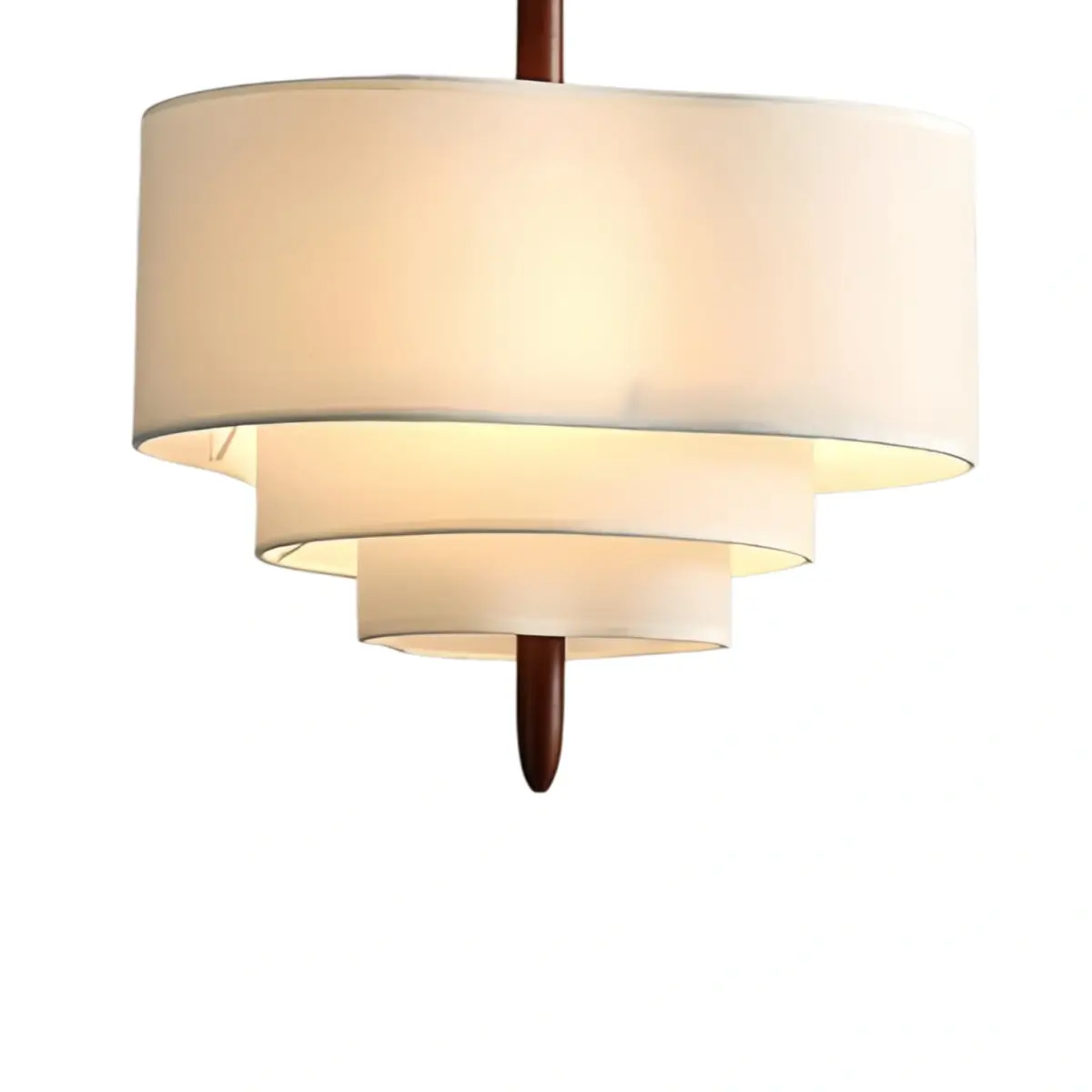 Tiered Fabric Walnut Pendant Light
