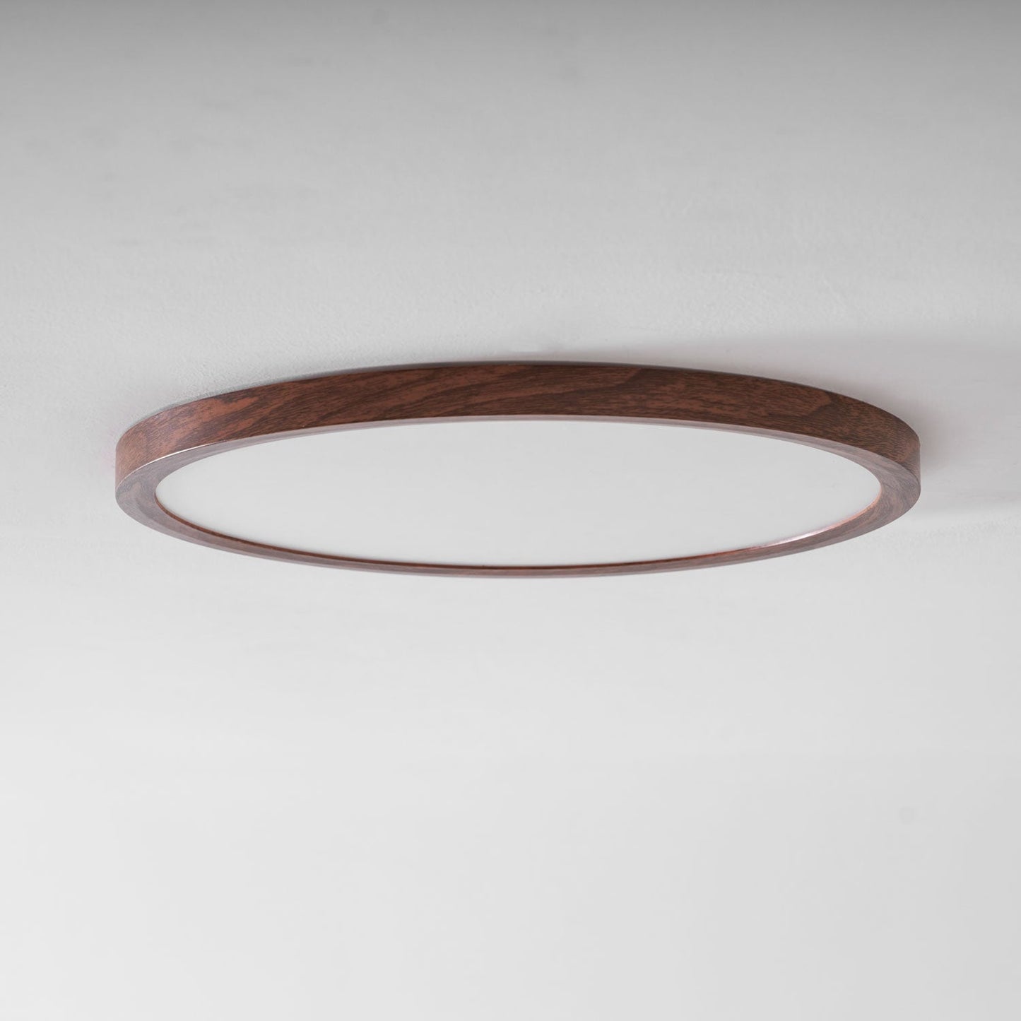 Slim Walnut Flush Ceiling Light
