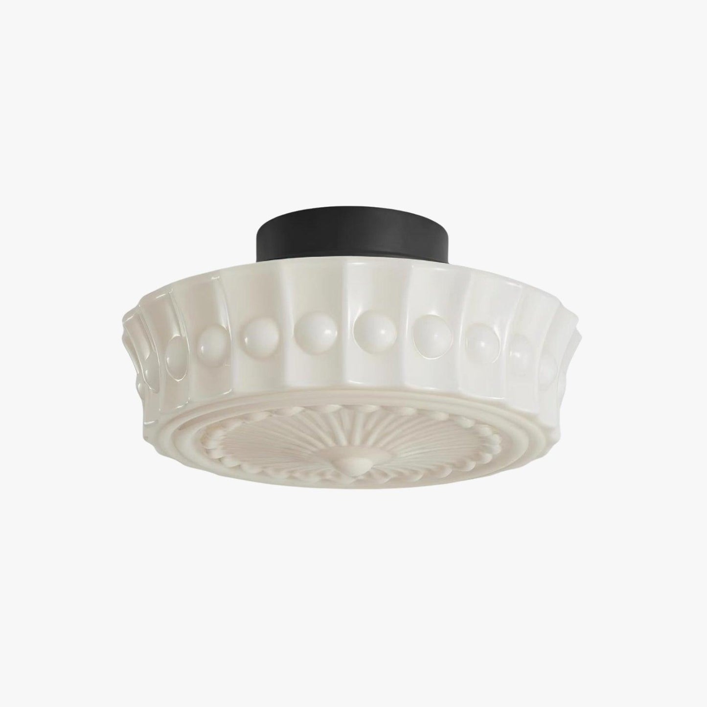 Scalloped Milk Glass Ceiling Light