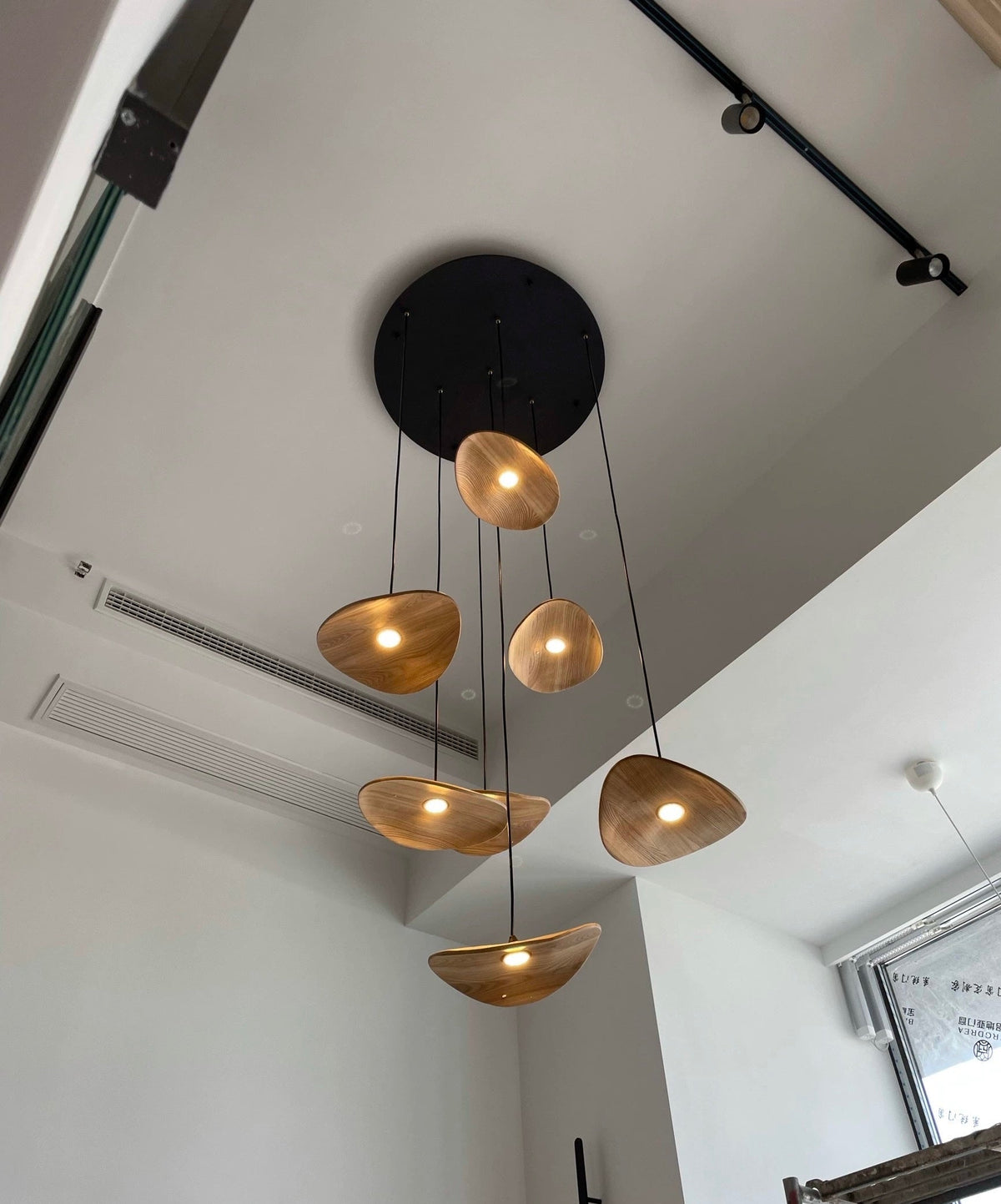 Wavy Wood Leaf Pendant Light