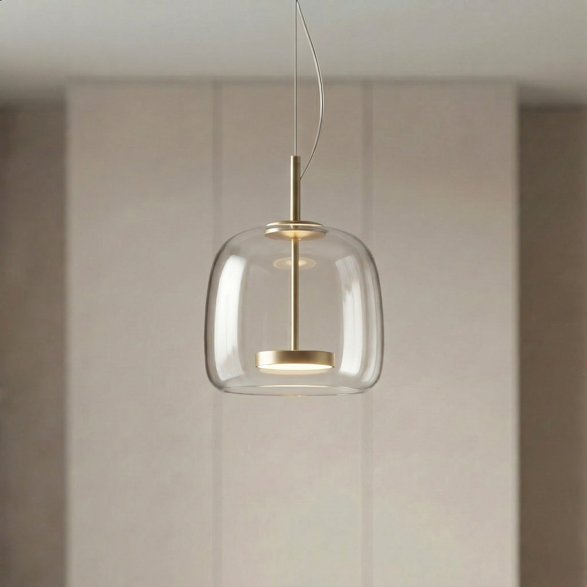 Tinted Glass Drum Pendant Light