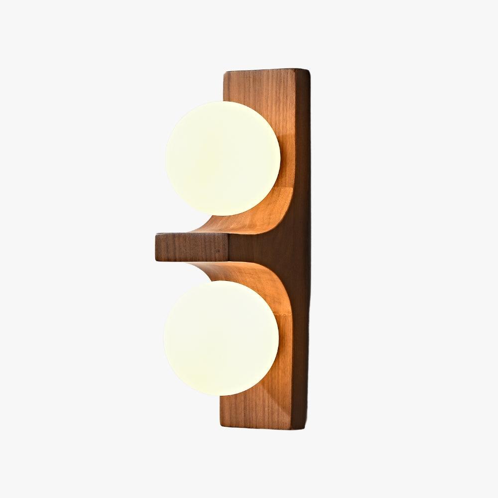 Wood Double Globe Wall Light