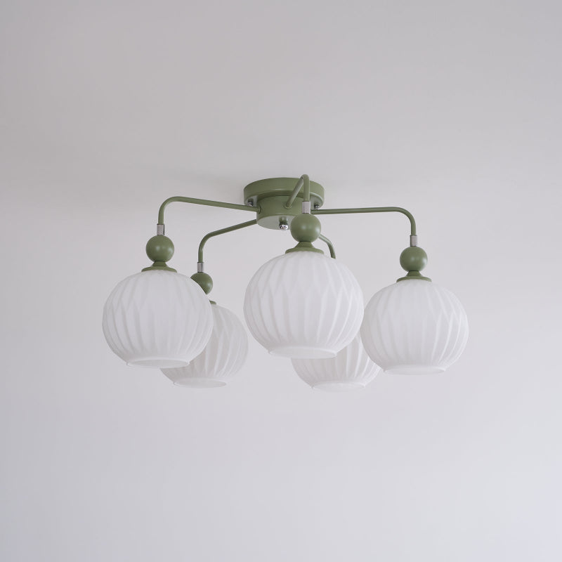 Ribbed Opal Glass Semi-Flush