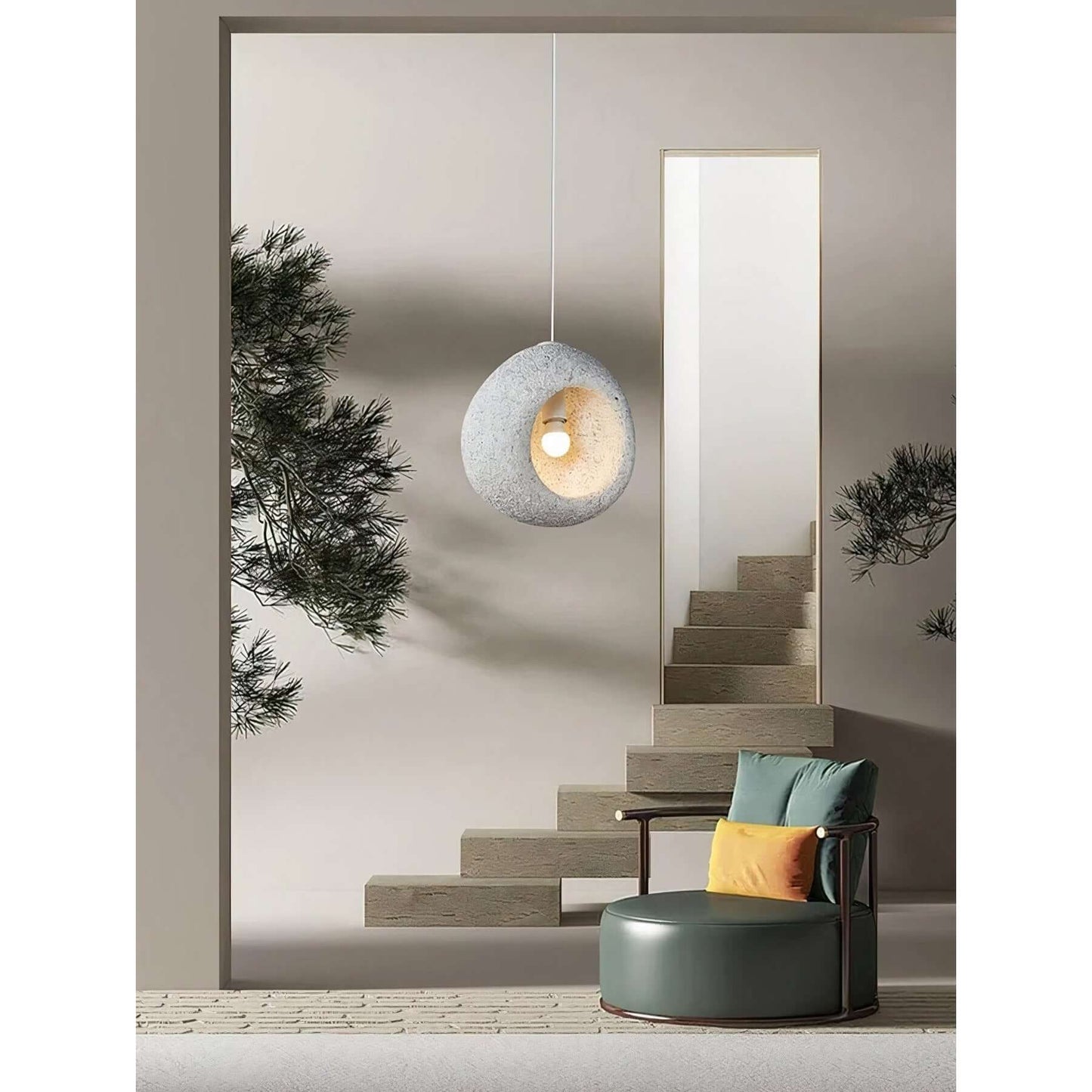 Dome-Shaped Rattan Hanging Light