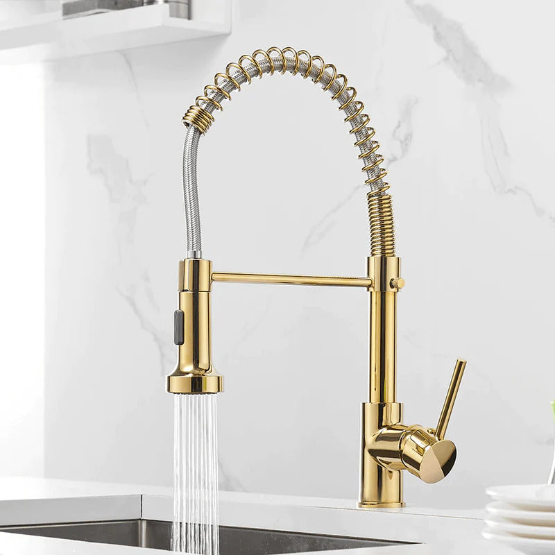 Modern Kitchen Faucet with Pull-Down Spring Sprayer