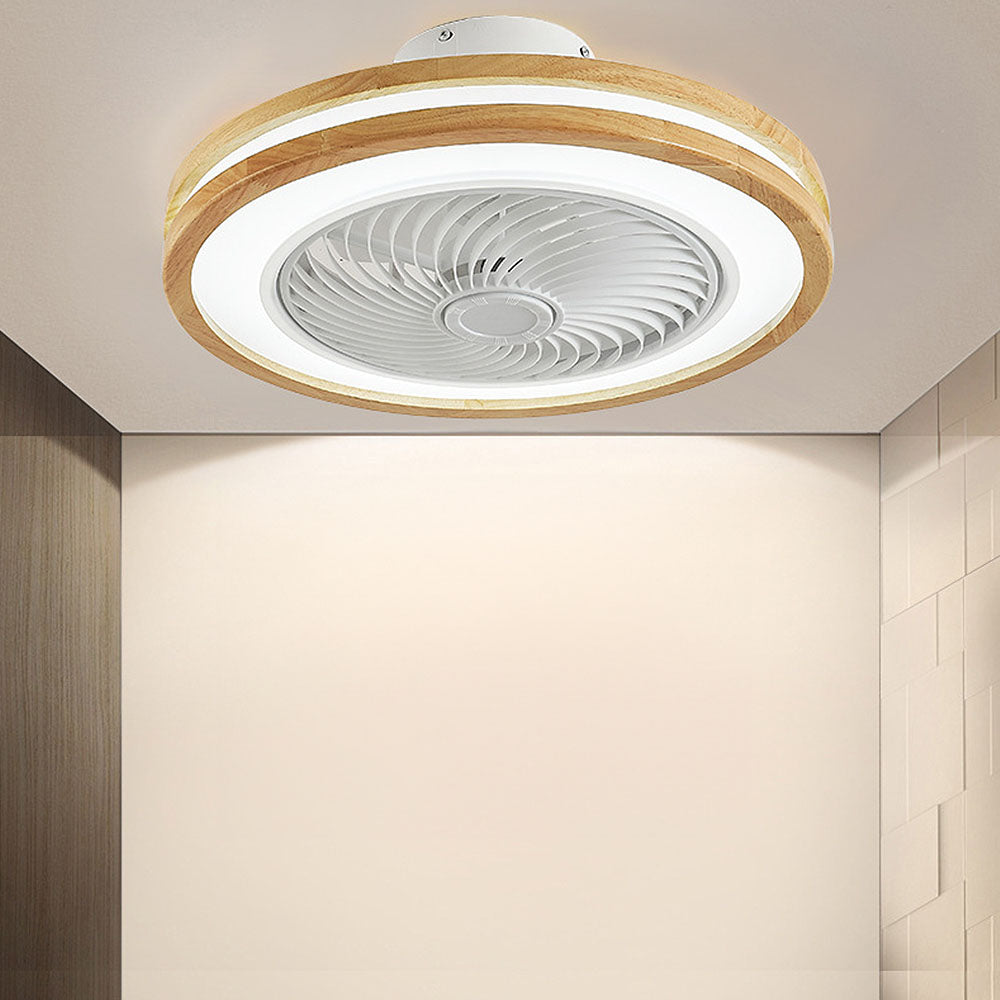 Modern Round Wood LED Ceiling Fan Light