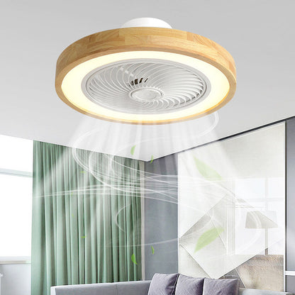 Modern Round Wood LED Ceiling Fan Light