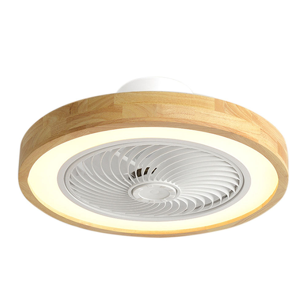 Modern Round Wood LED Ceiling Fan Light