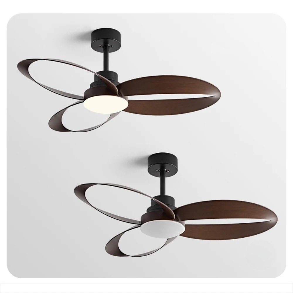 Modern LED Ceiling Fan with Wooden Blades