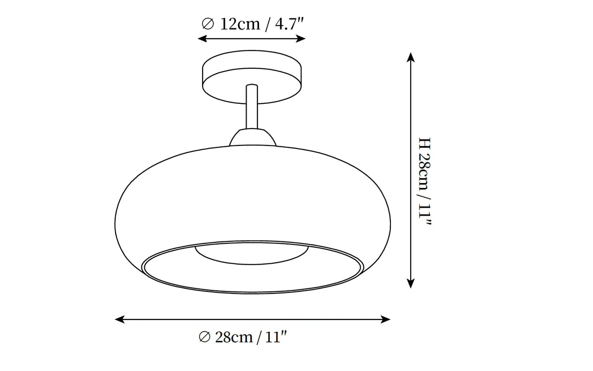 Oval Glass Wood Ceiling Light