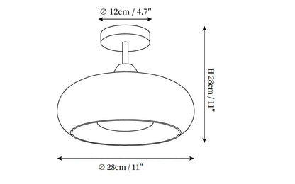 Oval Glass Wood Ceiling Light