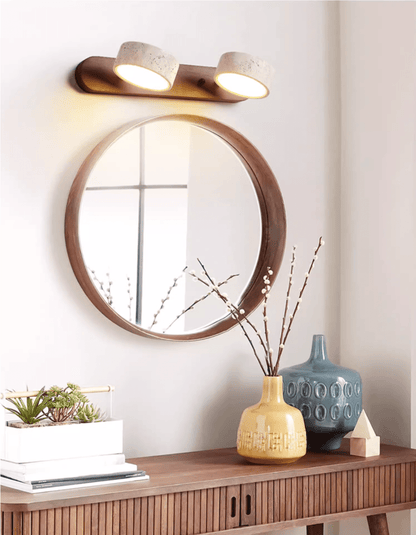 Wood and travertine wall light