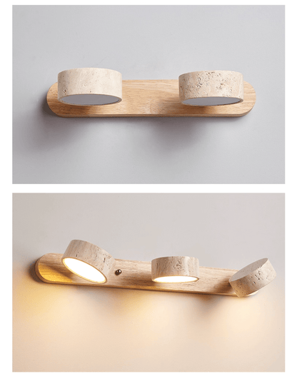 Wood and travertine wall light