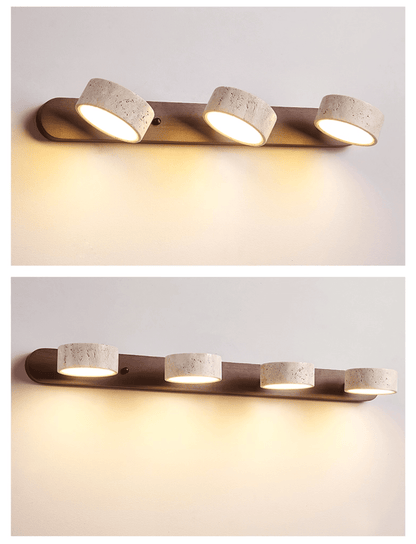 Wood and travertine wall light