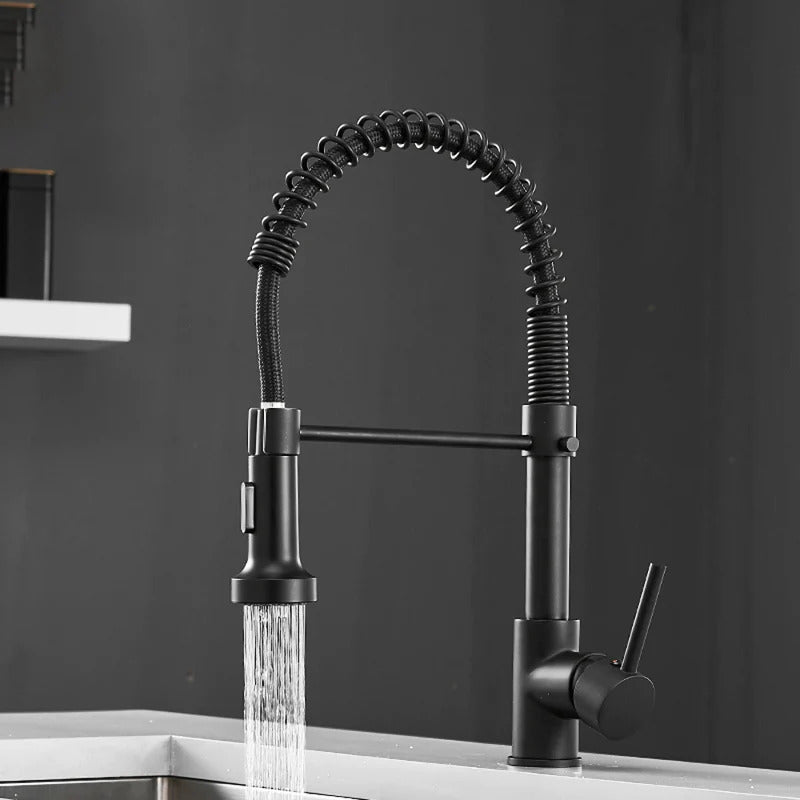 Modern Kitchen Faucet with Pull-Down Spring Sprayer