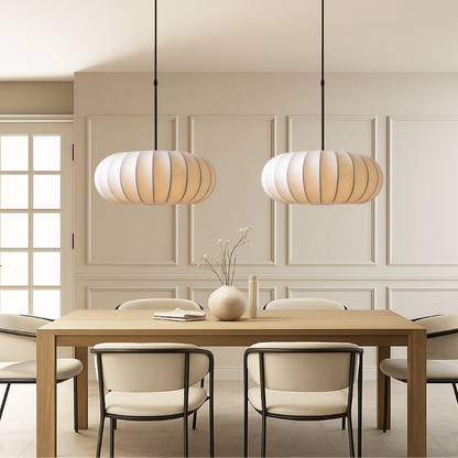 Elegant silk pendant lamps