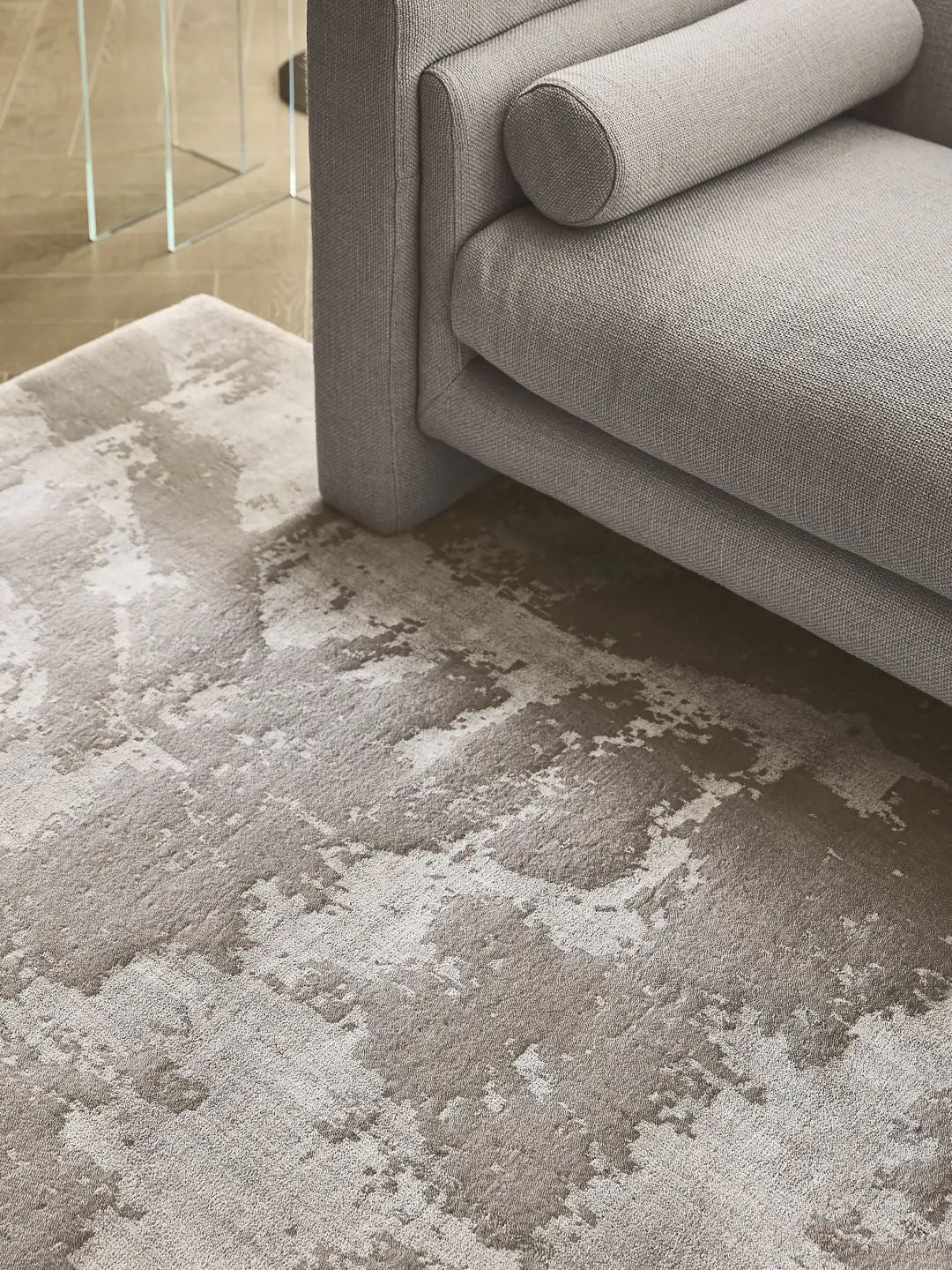 Grey viscose rug living room