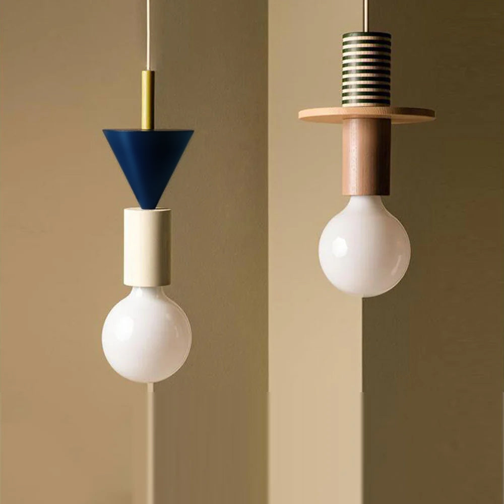 Opal Glass & Wood Pendant Light