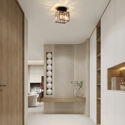 Glass Ceiling Light with Striped Shade