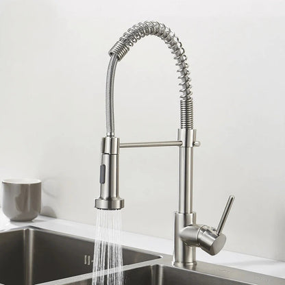 Modern Kitchen Faucet with Pull-Down Spring Sprayer