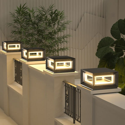 Modern LED Cube Outdoor Post Light
