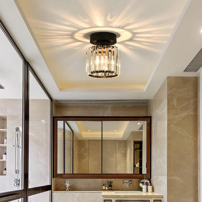 Glass Ceiling Light with Striped Shade
