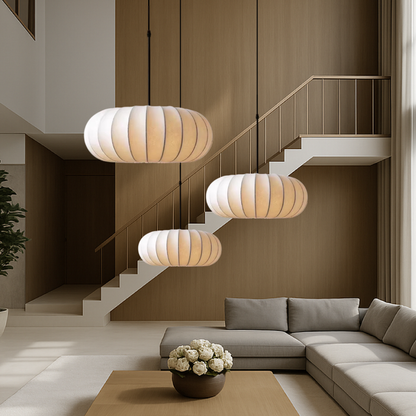 Elegant silk pendant lamps