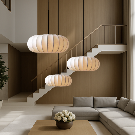 Elegant silk pendant lamps