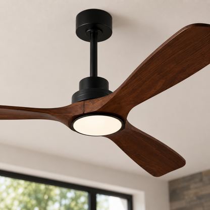 Modern Wooden Blade Ceiling Fan Light