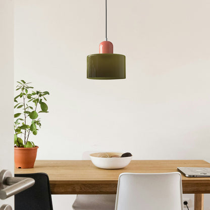 Small Glass Pendant Lamp in Bauhaus Style