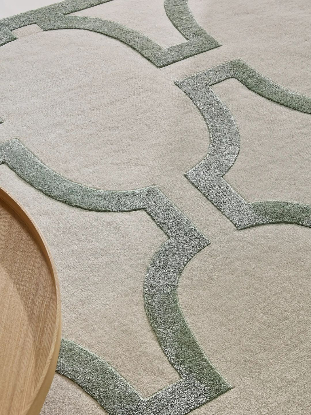 Cream wool rug living room design